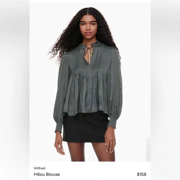 🐨 ARITZIA WILFRED MILOU BLOUSE IN COAL GREY - size XS 🐨 - Picture 2 of 9
